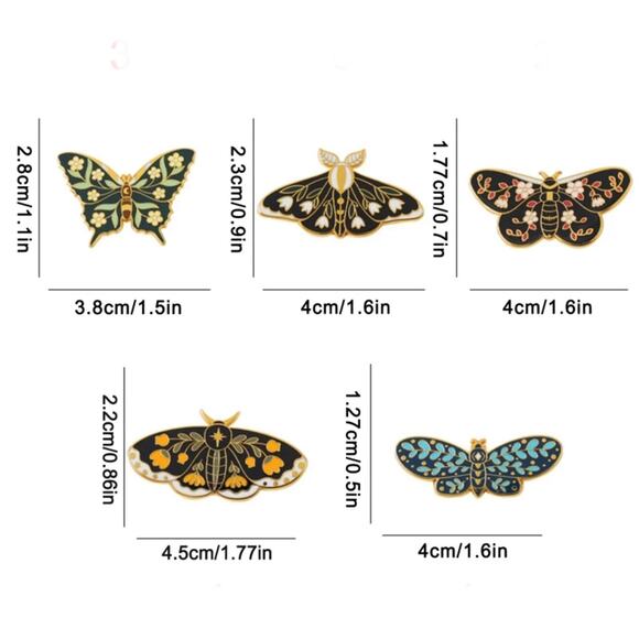 Moth Hard Enamel Pins 425-1 - Picture 2 of 4